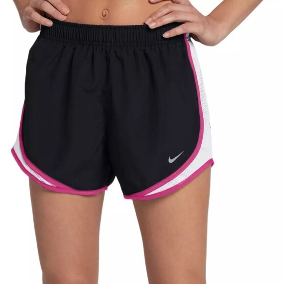 Nike Dri-Fit Shorts Women's Medium Black Pink Running Activewear Sporty - Picture 1 of 15